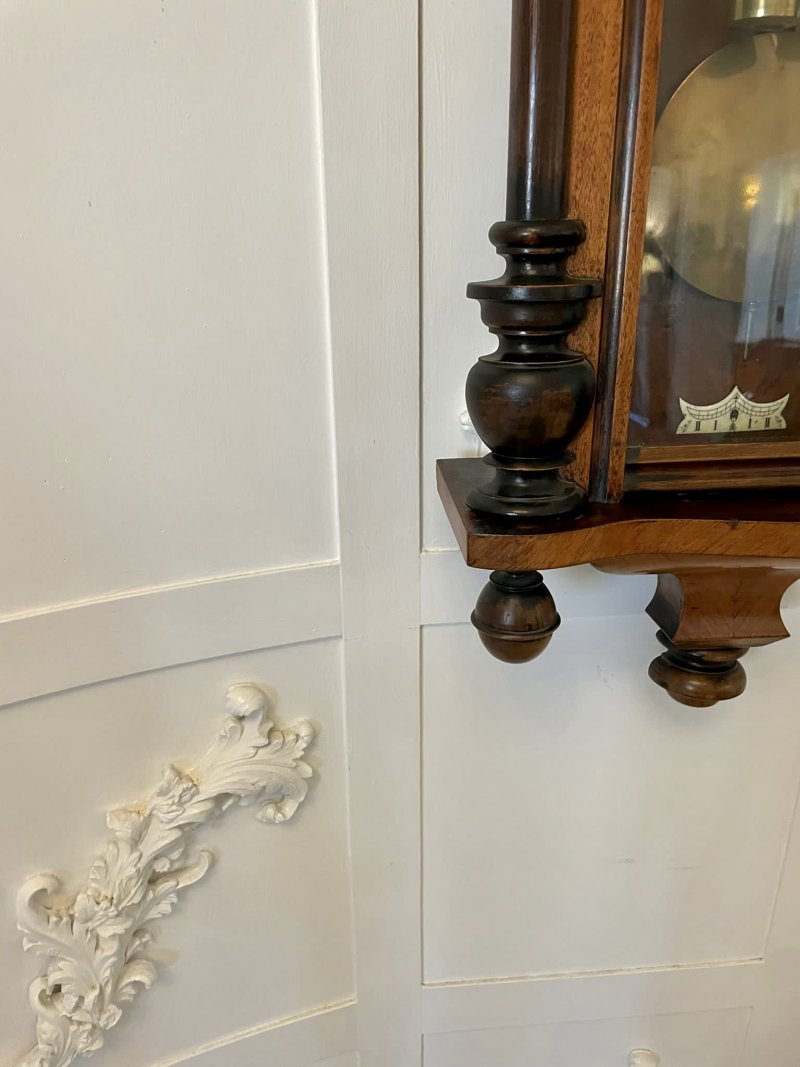 Antique Victorian Quality Carved Walnut Vienna Wall Clock - Image 9